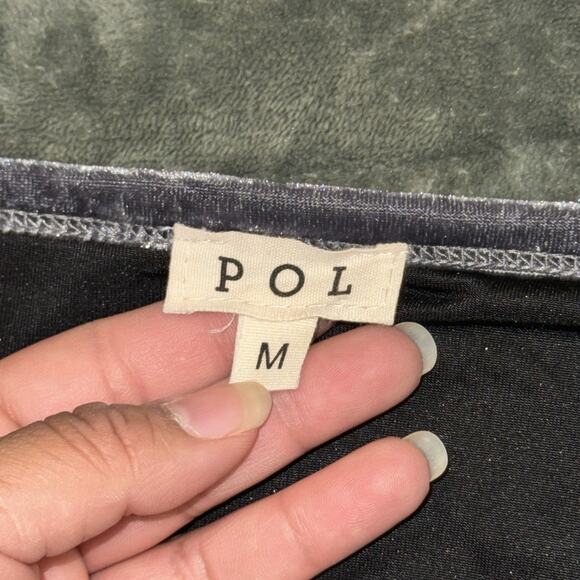 POL Velvet Wrap Dress Womens Medium Black Sleeveless Adjustable Spaghetti Strap - Picture 5 of 9